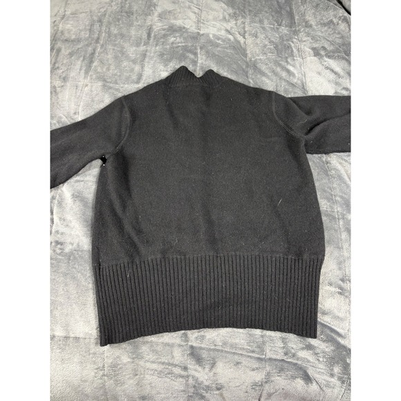 Orvis Womens 100% Cashmere Button Front Cardigan Sweater Black Mock Neck Medium - Picture 7 of 8